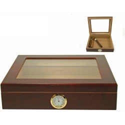 Humidor teak met glazen deksel