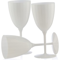 Decorline - 48 wijnglazen van premium kunststof, wit, herbruikbare cocktailglazen voor bruiloften en feestjes, 200 ml, herbruikbaar en stabiel