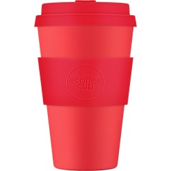 Ecoffee Cup Meridian Gate PLA - Koffiebeker to Go 400 ml - Rood Siliconen