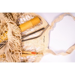 BY OLIVE Herbruikbare Nettas - Eco Boodschappentas - Naturel Katoen Tas
