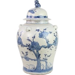 The Ming Garden Collection | Chinees Porselein | Grote Porseleinen Gemberpot Met Bomen | Blauw & Wit