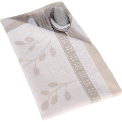 Set van 4 Servetten, 'Papillion Beige', Jaquard Geweven, Belgisch Fabricaat