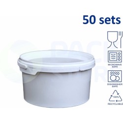 50 x ronde witte emmers met deksel - 3,5 liter met garantiesluiting - geschikt voor diepvries en vaatwasser - geschikt voor food & non-food - geproduceerd in Nederland!