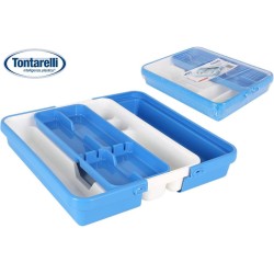 "Tontarelli Mixy verstelbare bestekbak met dubbele tray B 31,7 tot 55 x L 41,8 x h7,7 cm"