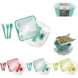 LUNCHBOX volwassenen - 1,5L - BESTEK - 3 verschillende compartimenten  - brood - fuit - salade - BLAUW