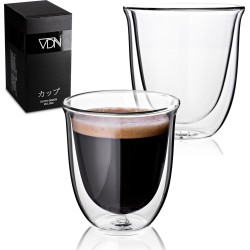 Dubbelwandige theeglazen koffieglazen - Cappuccino glazen - Warme en koude dranken mokken dubbelwandig - 250 ML - Set van 2 - VDN