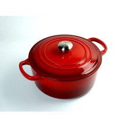 Relance - gietijzeren braad pan - Sudder pan - Dutch oven - “Ma Mère” - Ø 24 cm - schaduw kersen rood - geschikt voor Gas, keramisch, halogeen en INDUCTIE