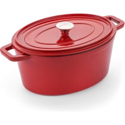 Rosmarino - Gietijzeren pan - Ovaal - Rood - Ø31cm - 4 liter - Braadpan - 100% PFAS & PFOA vrij - Emaille - Geschikt voor alle warmtebronnen