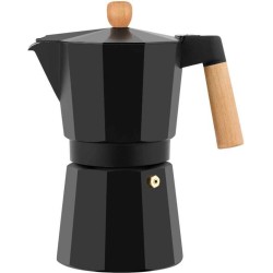 YILTEX - Espresso Kan / Espresso Maker / Espressomachine / Espressomaker 6 Kops / Espresso / Koffie - Aluminium - Zwart