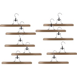 Set van 10 pantalonhangers - rokhangers van 30 cm breed met klemmechanisme en vilt ter bescherming van de kleding