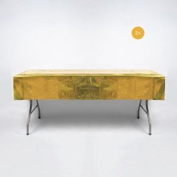 Festivz 2x Goud Plastic Wegwerp Tafelkleed Versiering Set - Verjaardag Bruiloft Sweet 16 Feest Decoratie - 274 x 137 cm