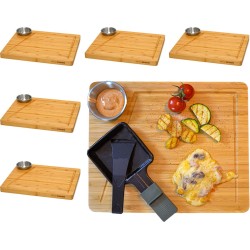 Raclette Bordenset voor 6 Personen 30 x 25 Houten Raclettepannetjes Onderzetter