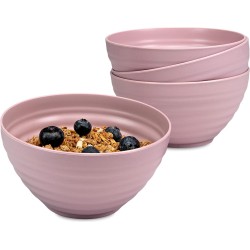 Hausfelder Bowl mueslikommen, 4-delige set, 840 ml soepkommen, soepkom, komset, mueslischaal, onbreekbaar, van kunststof (4 x SweetPink)