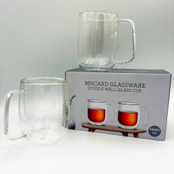 OZ Home - Bricard Dubbelwandig Drinkglas met Handvat-2 Stuks-300 ml