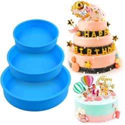 Siliconen bakvormen - Rond - Set van 3 - Taart - Cake - 13cm & 18cm & 20cm - Vaatwasser geschikt - Willekeurige kleur