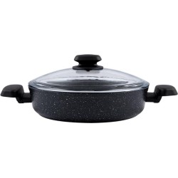 Korkmaz - Braadpan - Stoofpan Inductie - Stoofpot 24cm - Glazen Deksel - 2.5L - Graniet