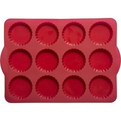 Taartvormen siliconen 37,2 x 26 x 2,2cm voor 12 taartjes | Rood | cakevorm met handgrepen | cakevormen | anti-aanbaklaag | voor oven en magnetron SILITELET-PRO