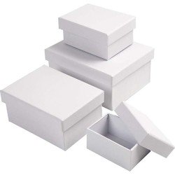 Rechthoekige dozen afm 5x7 5+7x9 5 cm afm 8 5x11 5+11x14 cm wit 4stuks h: 3 5+4 5+5 5+6 5 cm