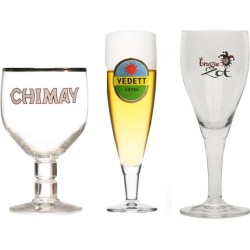 Bierglazen cadeau Trio Glazen Brugse Zot - Chimay - Vedett Bier glas