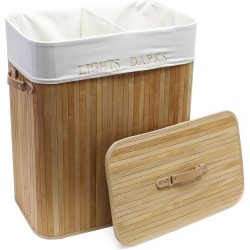 Bamboo wasmand 105L - Luxe wasmand - Wassorteerder - XL - Inclusief zak - Natuur