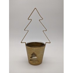 Simply D-Theelichtenhouder-Kerstboom-goud-Hoogte 22cm