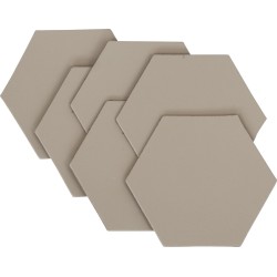 Leren onderzetters 'Hexagon' - 6 stuks | TAUPE