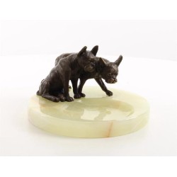 Asbak - Onyx - Twee hondjes - 20 x 11,5 cm