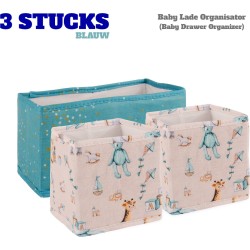 Lade Organizer - Set van 3 stuks Opbergboxen - Babykamer Organizer accessoires - Kinderkamer decoratie - speelgoeddoos Blauwe kleur