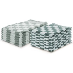 Theedoeken en Keukendoeken Set Donker Groen - Set van 12 – Geblokt – Blokdoeken – 100% katoen – 6 Horeca Theedoeken – 65x65cm - 6 Keukendoeken - 50x50cm