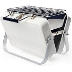 Kikkerland Draagbare Mini BBQ koffer - Gemakkelijk en veilig mee te nemen - Wit - Cadeautip