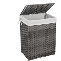 HelloHomy® Wasmand van Polyrotan - Wasmand met Deksel - 90 L - Inclusief Waszak - Grijs