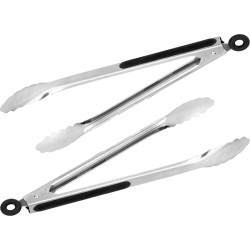 2x stuks barbecue tangen / vleestangen met sluitsysteem RVS 34 cm - Barbecue benodigdheden