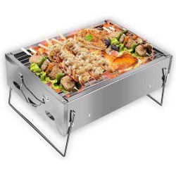 bbq accesoires -vazillio picknick grill roestvrijstalen houtskool grill draagbare grill voor 3-5 personen outdoor bbq picknick garden patio camping - (WK 02123)