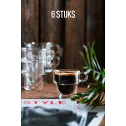 6 Dubbelwandige Espresso Glazen - 150 ml - Set 6 Stuks - Dubbelwandige Espresso Kopjes - Espressoglazen Dubbelwandig - Koffie Thee Glas