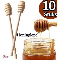 Borvat® | 10X Houten honinglepel van 16cm - honinglepel - honingdipper