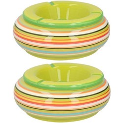G.Wurm - Storm asbak - 2x stuks - Keramiek groen/multi-kleur 17 x 8 cm