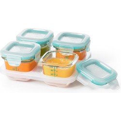 Oxo Tot Diepvriesbakjes Glas 4 x 120 ml - Teal - Borosilicaatglas