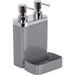 Viva Keuken Zeepdispenser met sponshouder | Grijs Zeeppompje | Handspons van 750 ML | Afwasmiddel | Keuken accessoires | Hervulbare flessen | Decoratieve badkamer | Dubbele