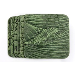 Onderzetters Croco - Leder/leer - 6 stuks - vierkant - groen - Lindian style