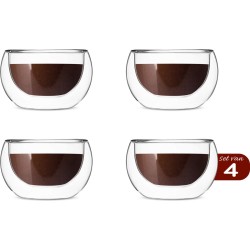 Dubbelwandige Espresso Glaasjes - Premium en Uniek Model - 80 ml x 4 stuks Dubbelwandige Espresso Kopjes - Espressoglazen - Espresso Glazen