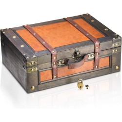Brynnberg® Schatkist 38x27x14cm - Decokoffer Antiek, Grote Piratenkist, Bruin, Afsluitbaar, Opbergkist