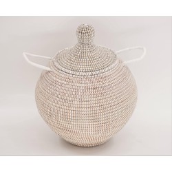 Mand met deksel - Large - Malikane mand - Handgewoven -natuurlijk