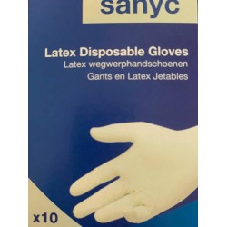 Latex wegwerp handschoenen - licht gepoederd - wit - universeel - 10 stuks - sanyc - maat m-l