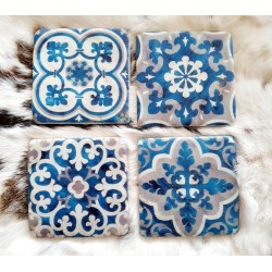 Onderzetters - 4 stuks - voor zien van kurk - Blauw - 10x10cm