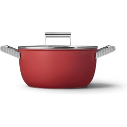 SMEG Kookpan met deksel Rood Mat - ø 26 cm / 7.7 Liter