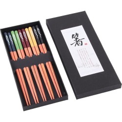 Chopsticks - Hout - 5 paar - 22,5 cm - Japanse stijl - Sushi Giftset