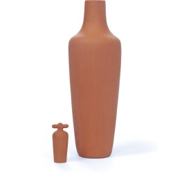 Tap Water Carafe - grondwater water karaf (hoog model) - terracotta kleur - steengoed