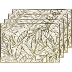 4x Gouden bladeren placemats 30 x 45 cm rechthoek - Goud thema tafeldecoraties versieringen