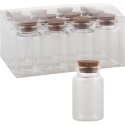 Glazen Potjes met Kurk - Kruiden/parels - decoratie potjes - 22 x 60 mm - 12 STUKS
