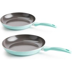VitaVerde Expert koekenpannenset Ø 24cm + Ø 28cm - turquoise - inductie - PFAS-vrij
